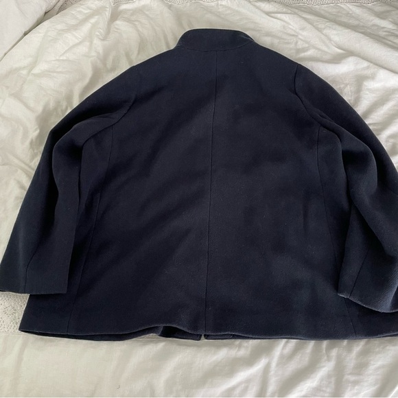 J Crew SZ 24 Village Coat Full Zip Wool Blend Pockets Mock Neck navy blue women - Picture 6 of 10